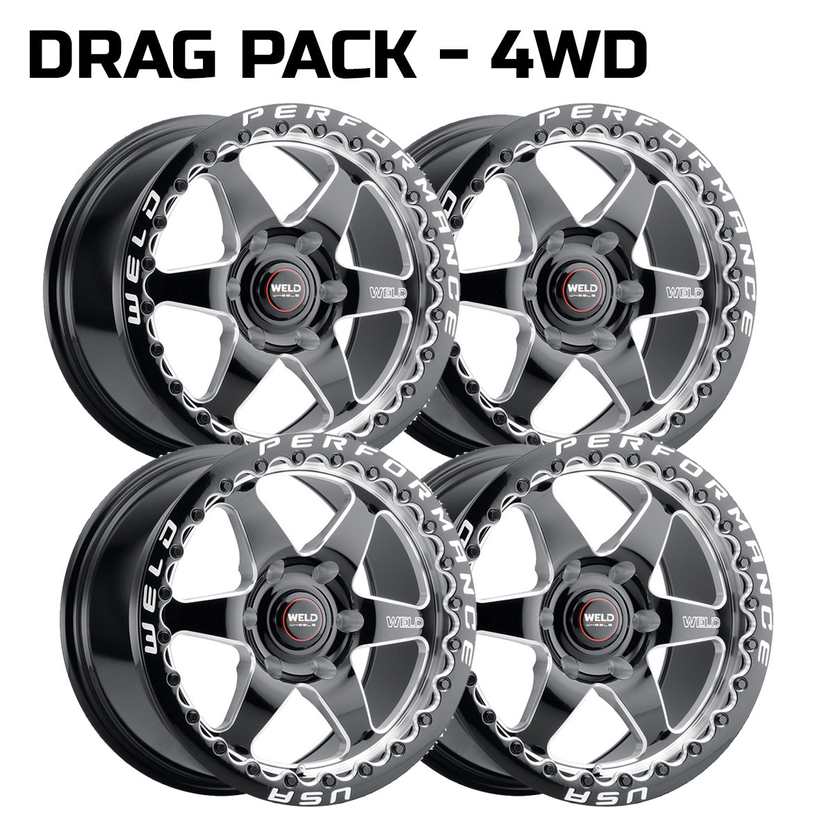 Weld Racing Ventura 6 Drag Pack - 15-23 F150 4WD - 17" Beadlock