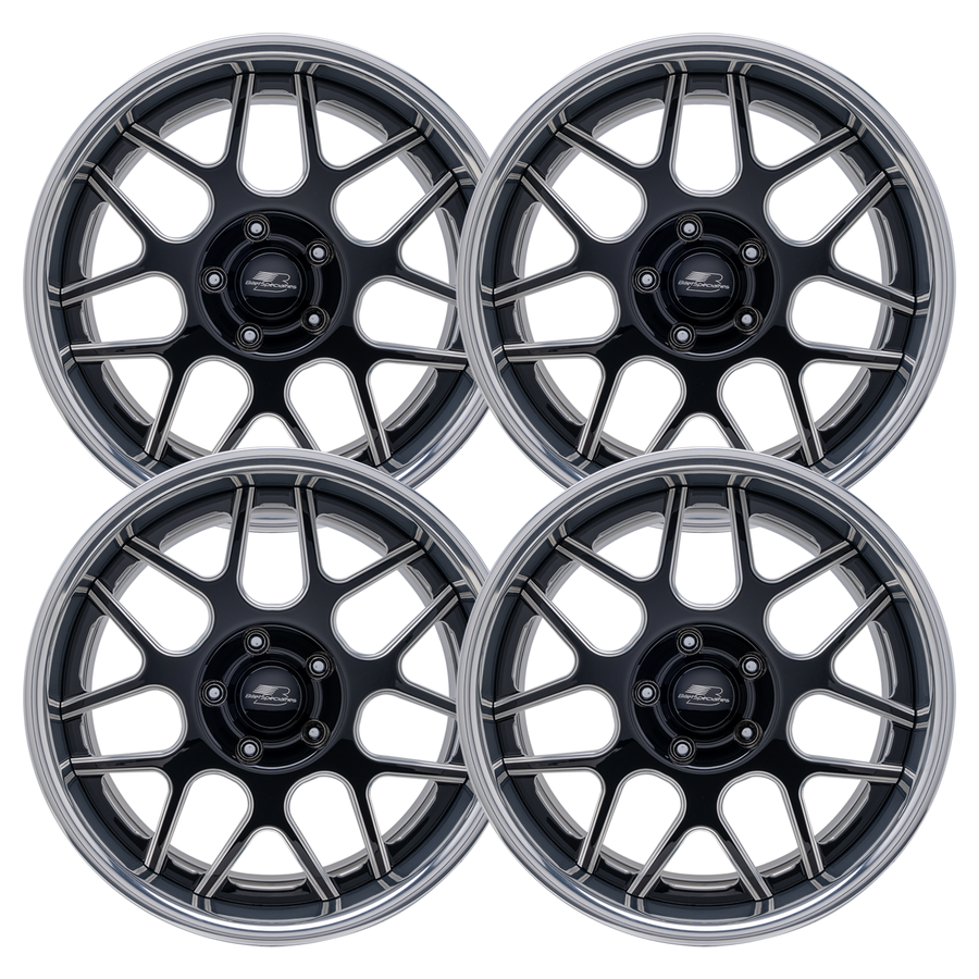 Billet Specialties Tec 7 Black Contrast Set - 88-98 OBS - Staggered 20"