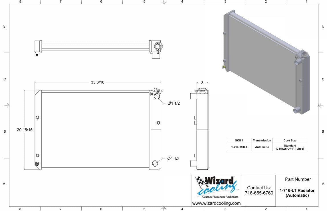 Wizard Cooling Radiator, LT Swap - 73-87 C10 / 73-91 SUV