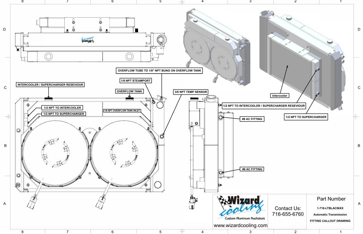 Wizard Cooling Radiator / Fans, LT Swap - 73-87 C10 / 73-91 SUV - Supercharged