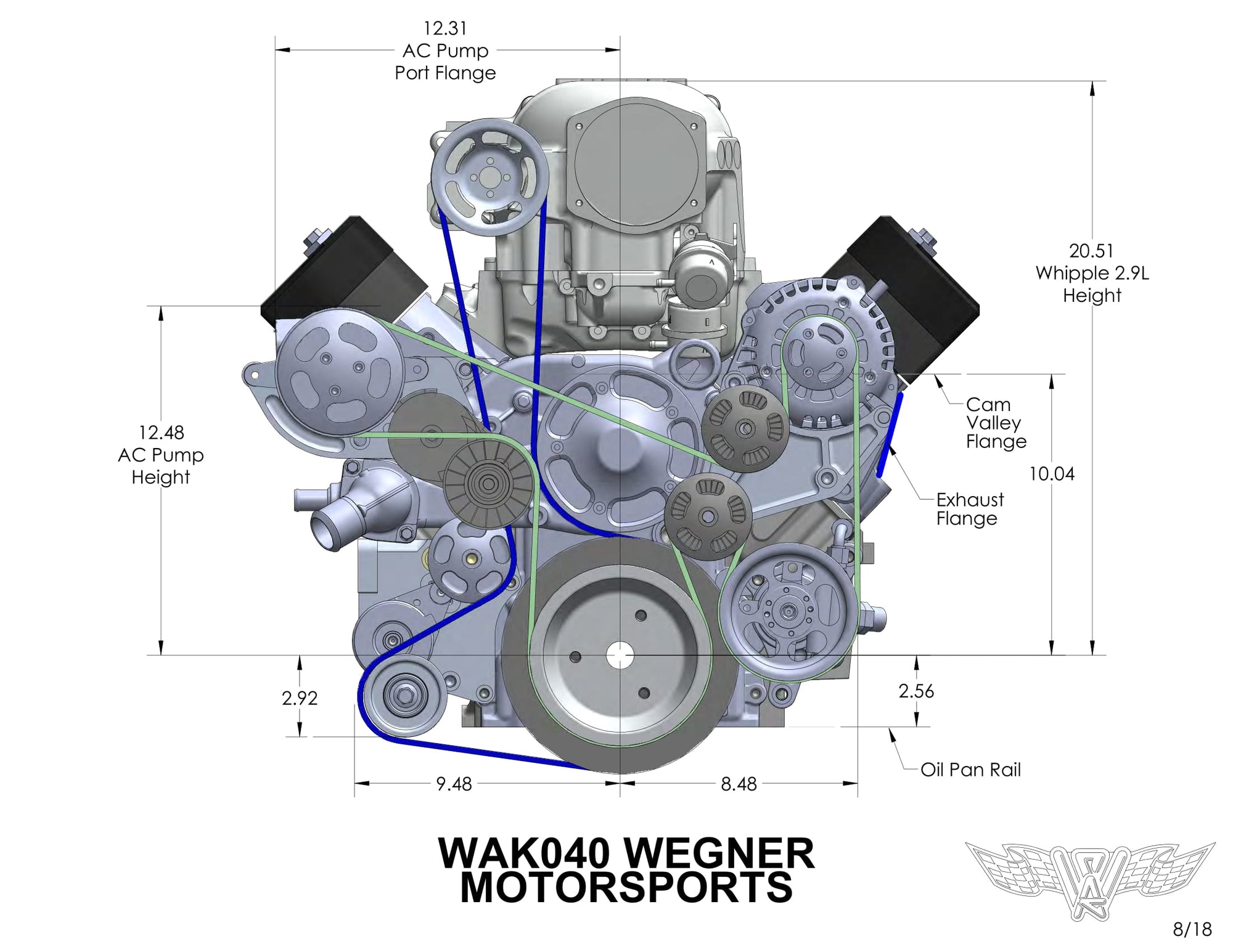 Wegner Accessory Drive - LS (2.9L Whipple, Corvette Offset)