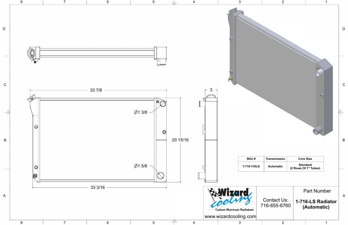 Wizard Cooling Radiator, LS Swap - 73-87 C10 / 73-91 SUV