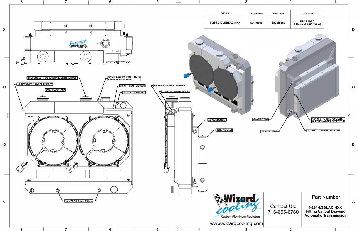 Wizard Cooling Radiator / Fans, LS Swap - 63-66 C10 / 63-66 SUV - Supercharged
