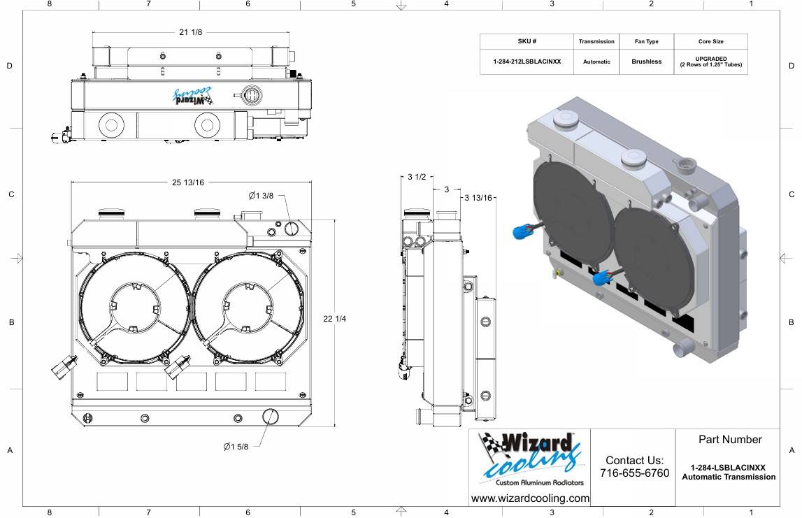 Wizard Cooling Radiator / Fans, LS Swap - 63-66 C10 / 63-66 SUV - Supercharged