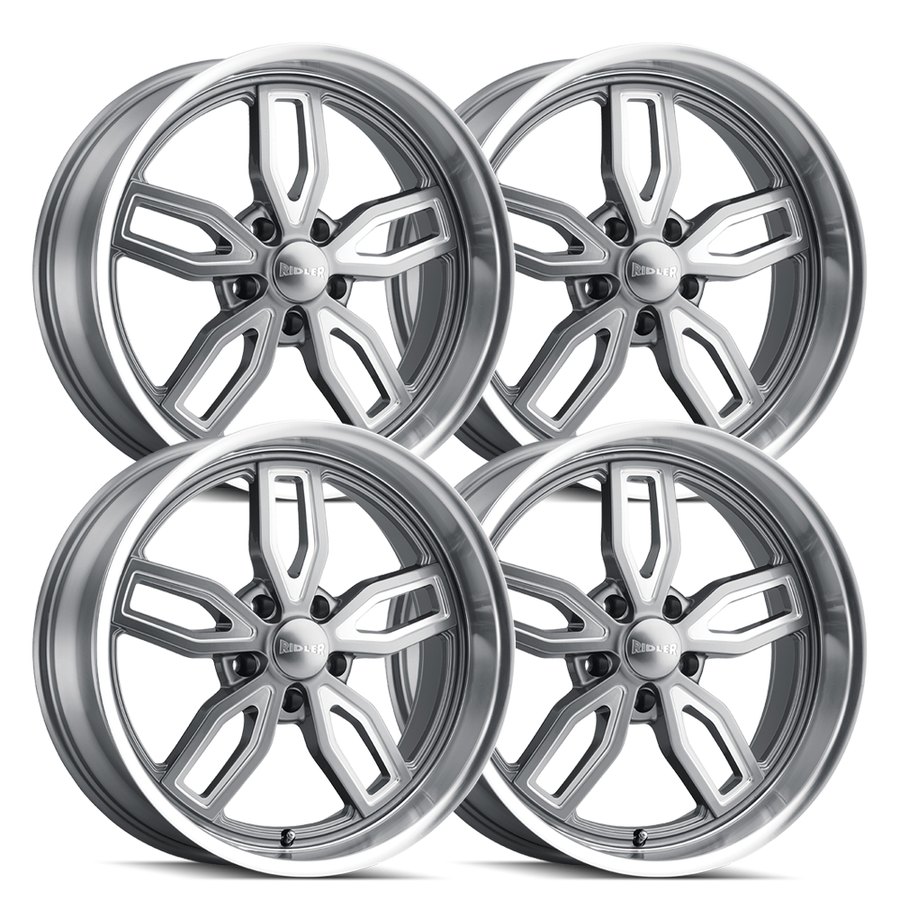 Ridler 608 Gray Set - 63-87 C10 - Staggered 20"