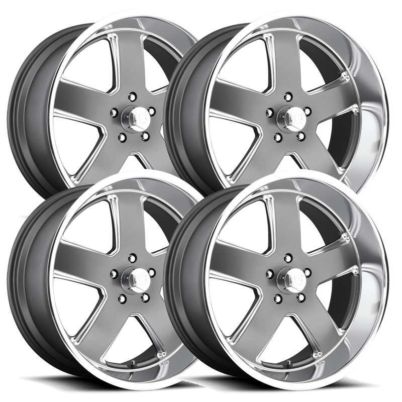 US Mag U118 Hustler Gunmetal Set - 63-87 C10 - Staggered 20"-22"